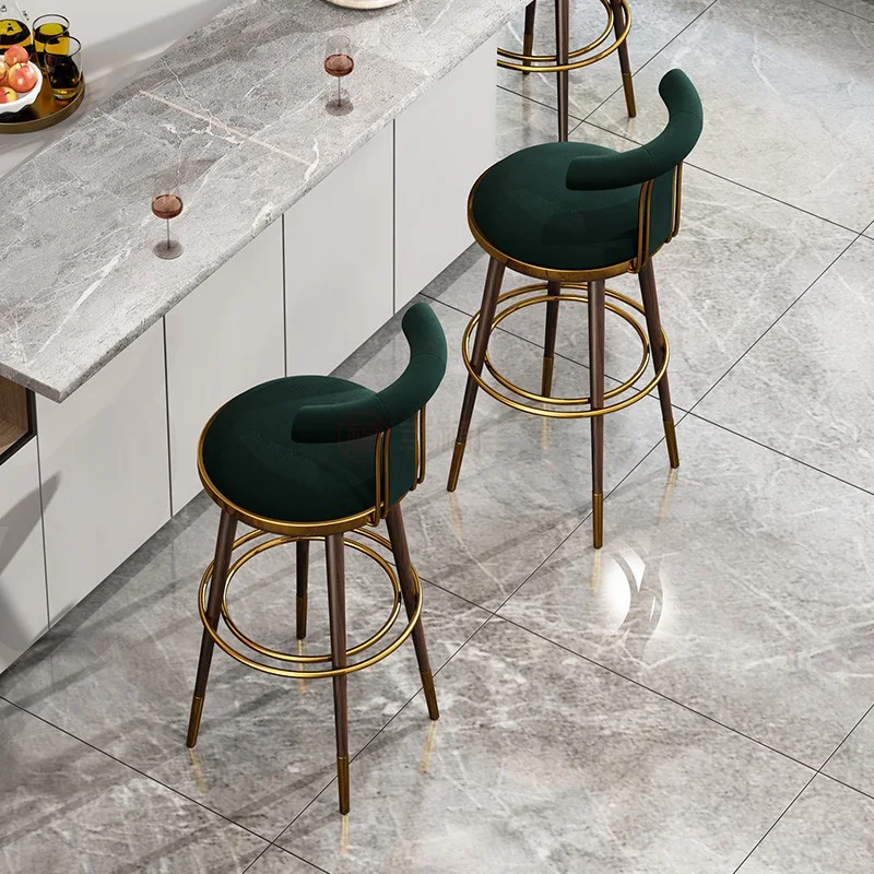 Senso di lusso leggero di alta qualità di sgabelli da bar in acciaio inossidabile Sgabelli alti per la casa con sedia con schienale Sgabelli da reception