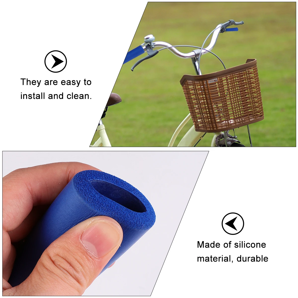 

Durable Rubber Bike Handlebar Grips Slip-Resistant Lightweight Easy Install Cycle Handle Covers Refit Parts Accessories