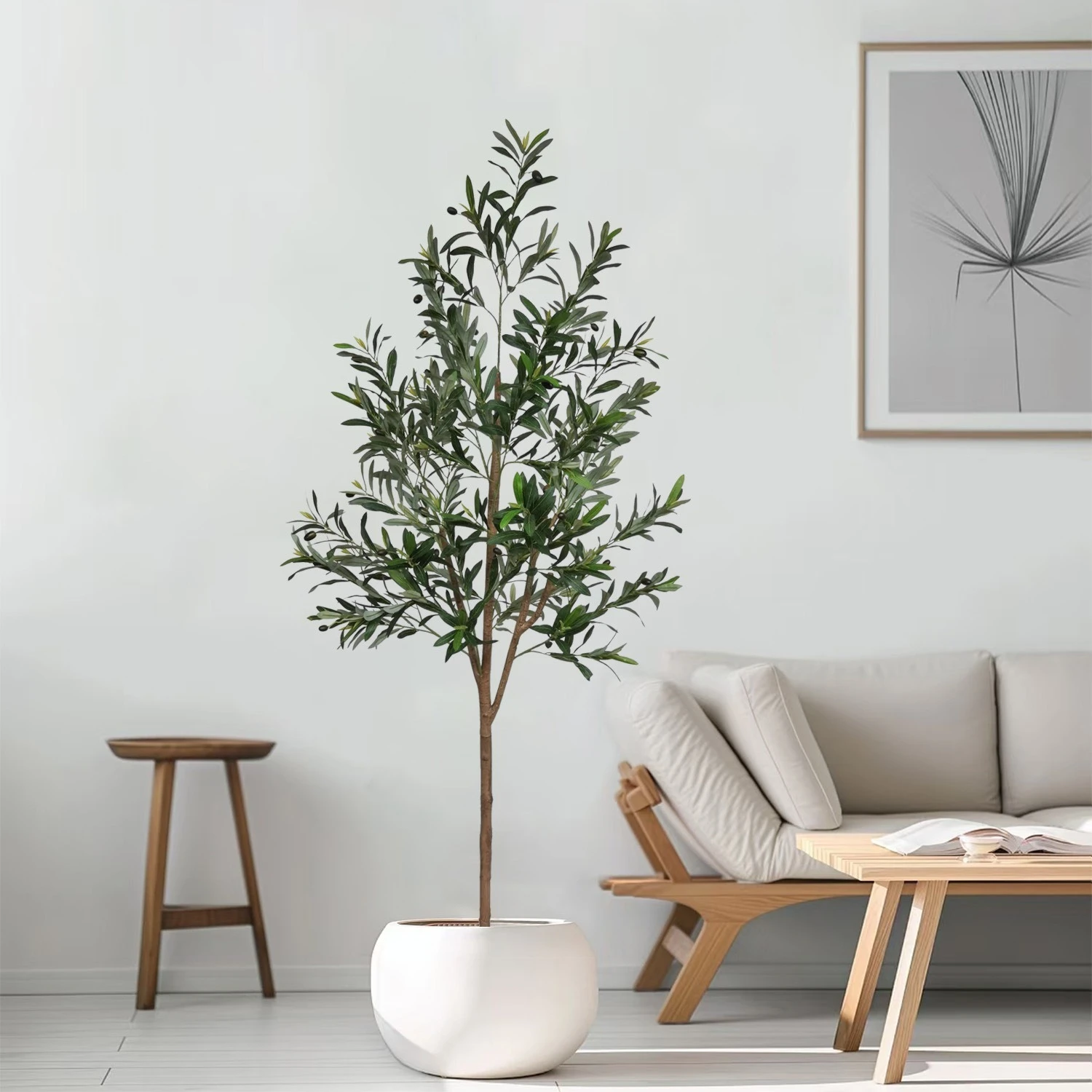 

Simulated green plant potted olive tree landing large fake plant ornament indoor home decoration landscaping