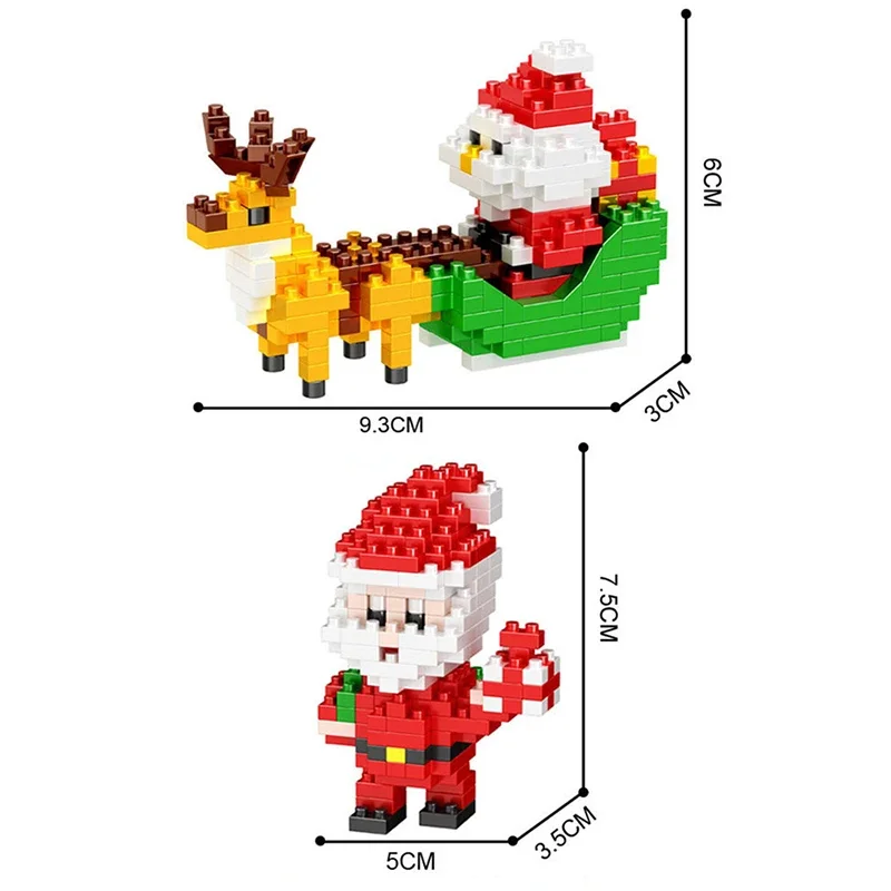 DIY Christmas Building Block Snowman Elk Santa Claus Model Micro Brick Building Block Xmas Tree Decoration Children Toy Gift