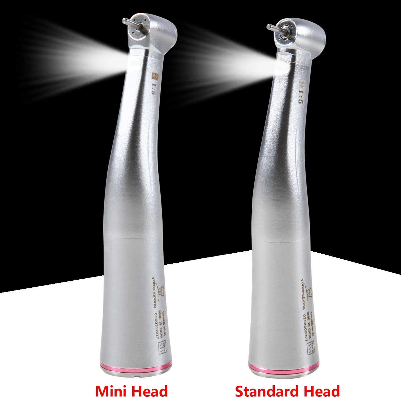 قبضة زاوية كونترا للأسنان 1:5 زيادة رأس صغير/قياسي مع/بدون زر ضغط ألياف بصرية LED مناسب N-S-K