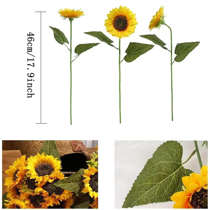 Künstliche Sonnenblume, künstlicher Blumenstrauß, Fake-Blume für Zuhause, Tischdekoration, Hochzeitsdekoration, Blumenarrangement im Freien – Detail 2
