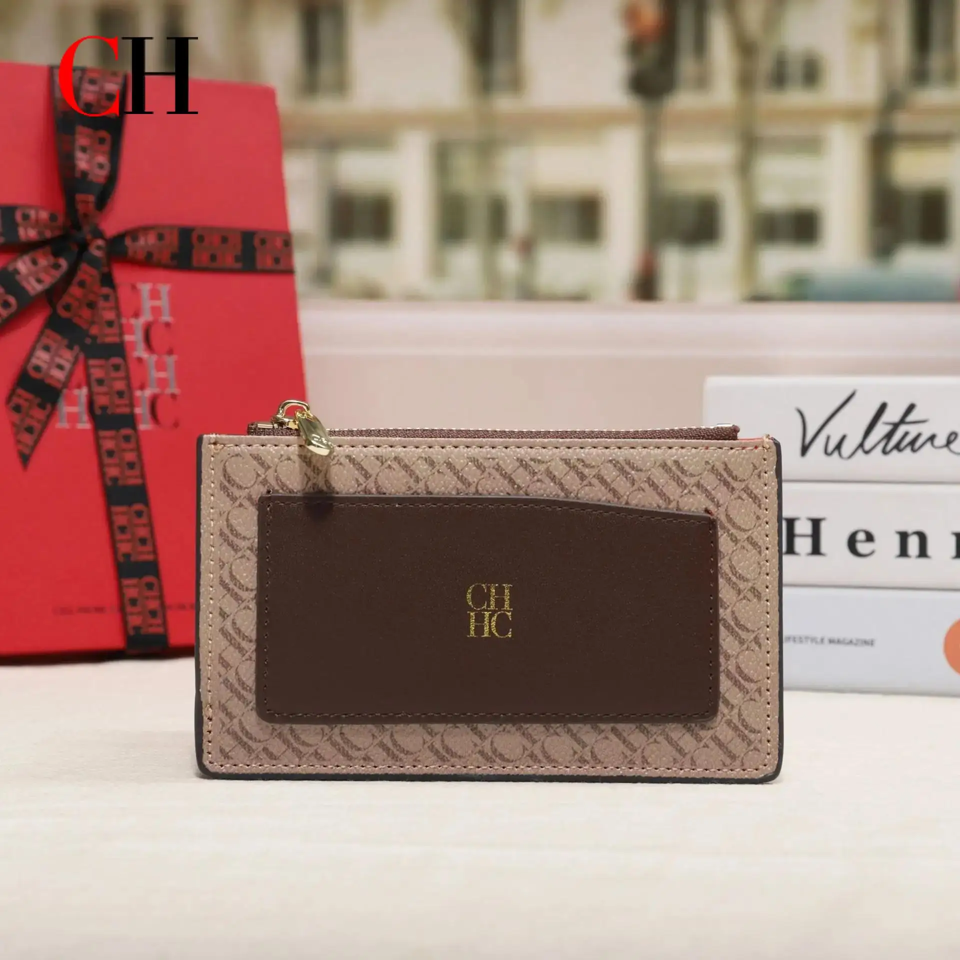 

CH Высокое качество изысканный модный мини-короткий женский кошелек однотонный с буквенным принтом высокого качества легкий роскошный брендовый женский кошелек