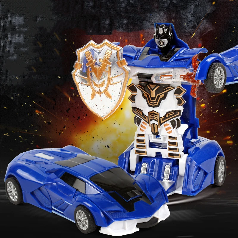 One Click Automatic Collision Deformation Robot Boy Gift Dual Form Toy Car Parent-child Interactive Model Car