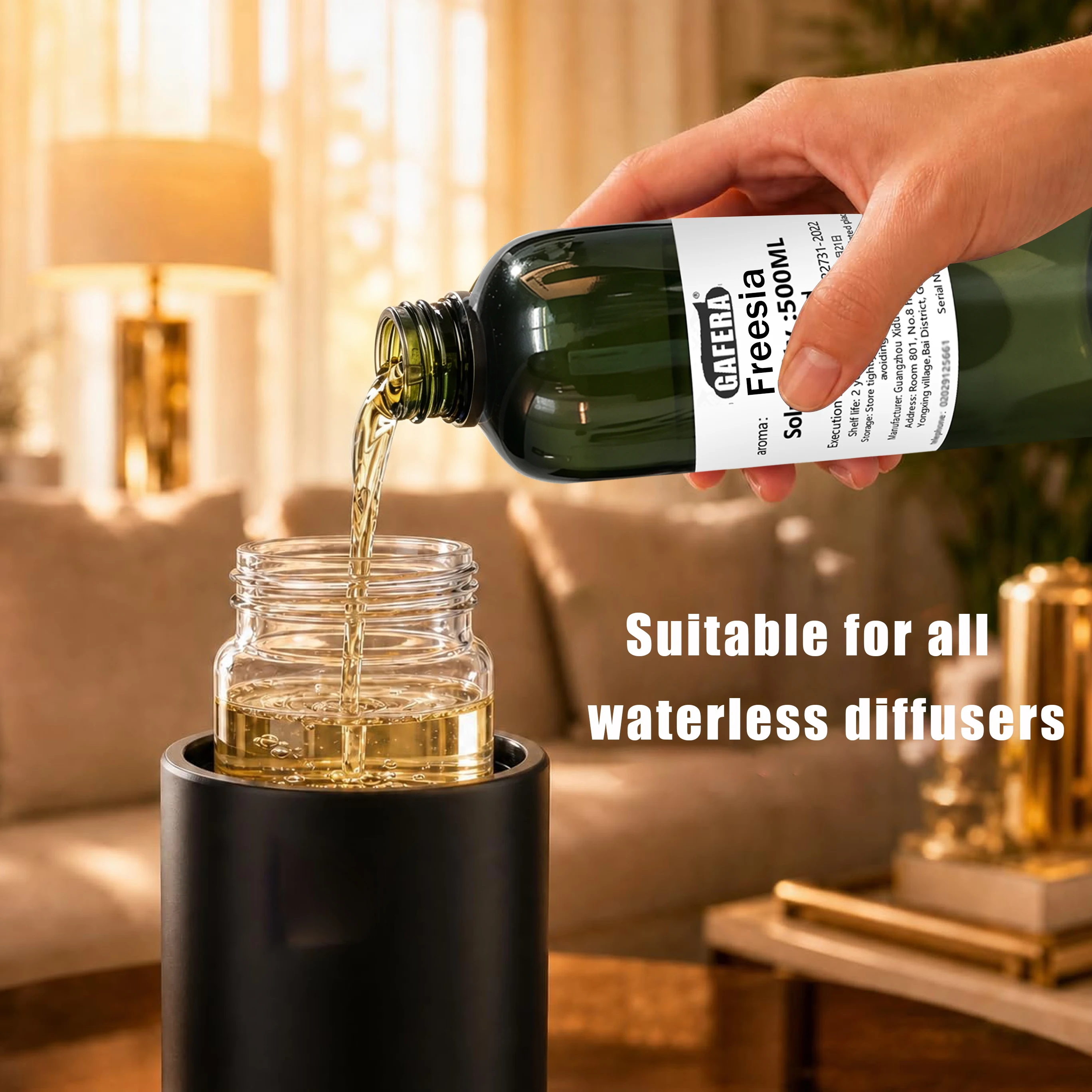 GAFERA Diffuser Oil Refill 500ml/16.9fl oz, White Magnolia, English Pear Freesia - Suitable for Waterless Nebulizing Diffusers