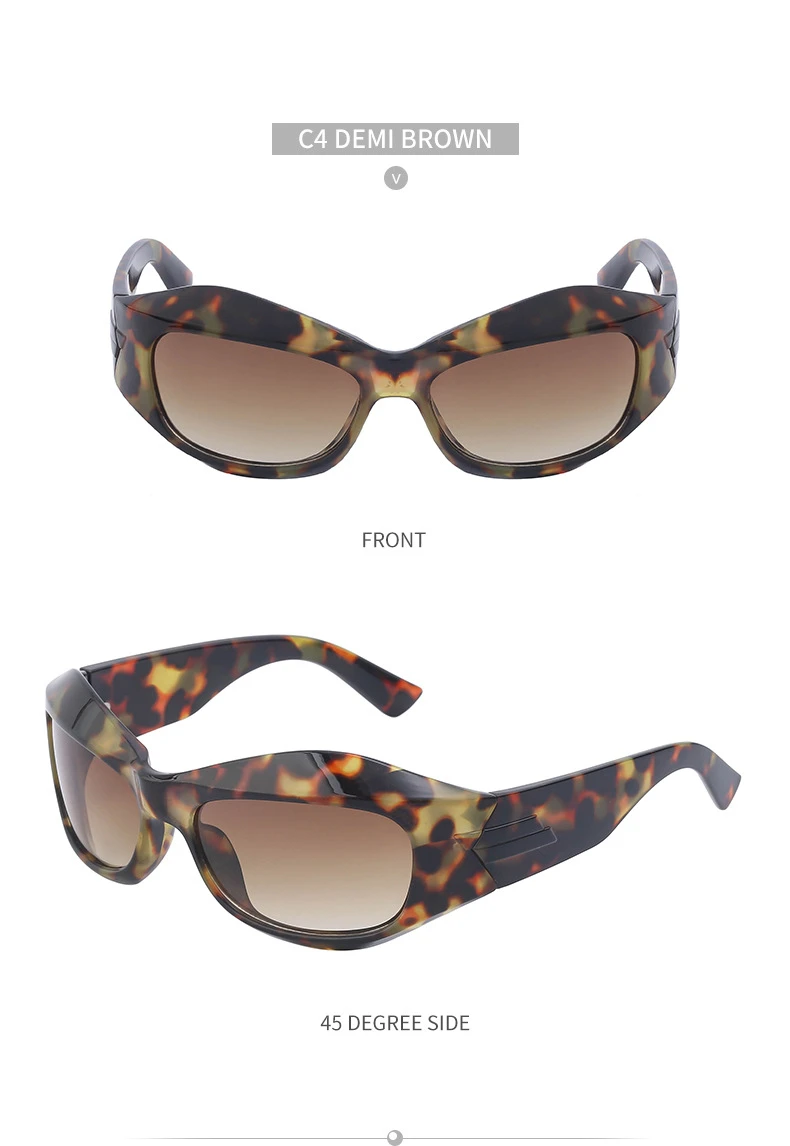 Übergroße Y2K Punk Sonnenbrille für Damen und Herren Neue 2000er Vintage Trend Steampunk Sonnenbrillen Sport-Schildbrille UV400-Schutz – Detail 27