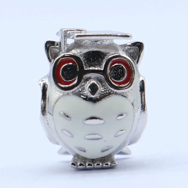 

12x11mm 3g Real 925 Solid Sterling Silver Charm Pendant Hollow Cute owl lady small zircon with engraved pattern.