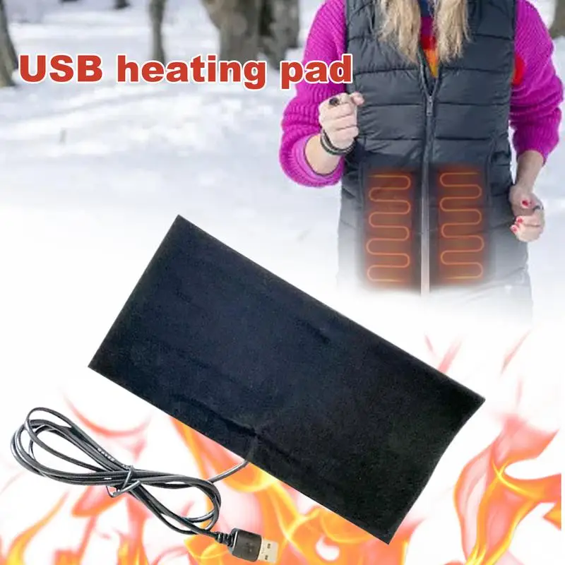 USB Clothes Heated Pad Constant Temperature 20x10cm 5V Electric Heating Sheet Heating Warmer Pad For Vest Jacket Feeding Bottle