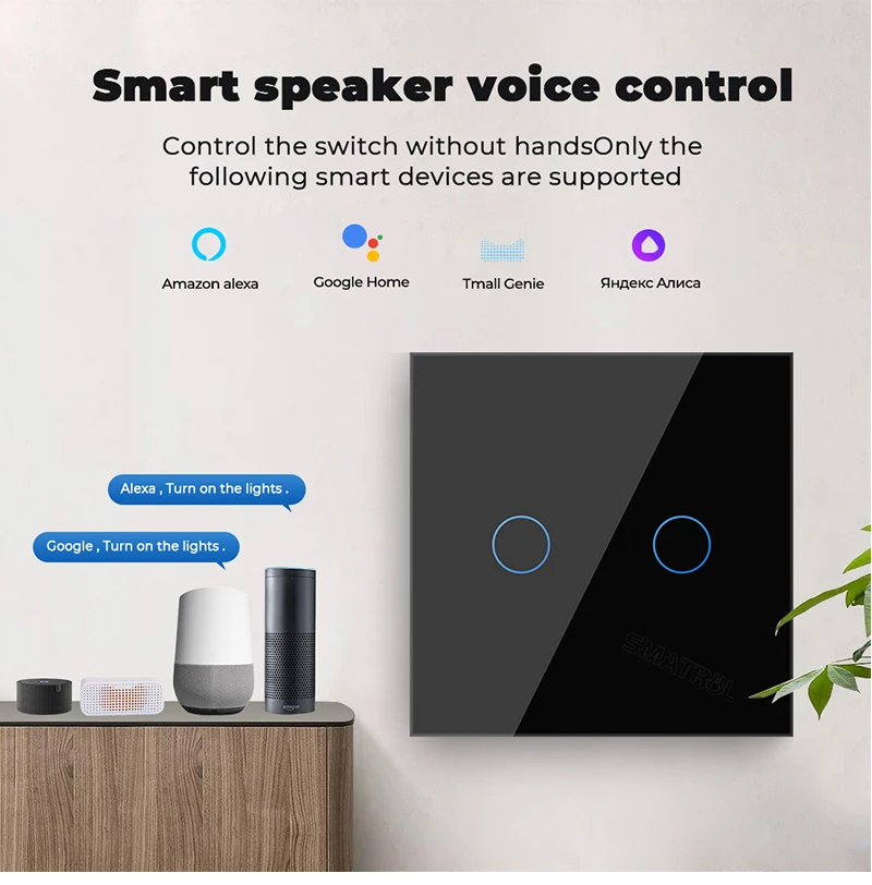 Smart Touch switch ZigBee without neutral, works with Alexa Google Home