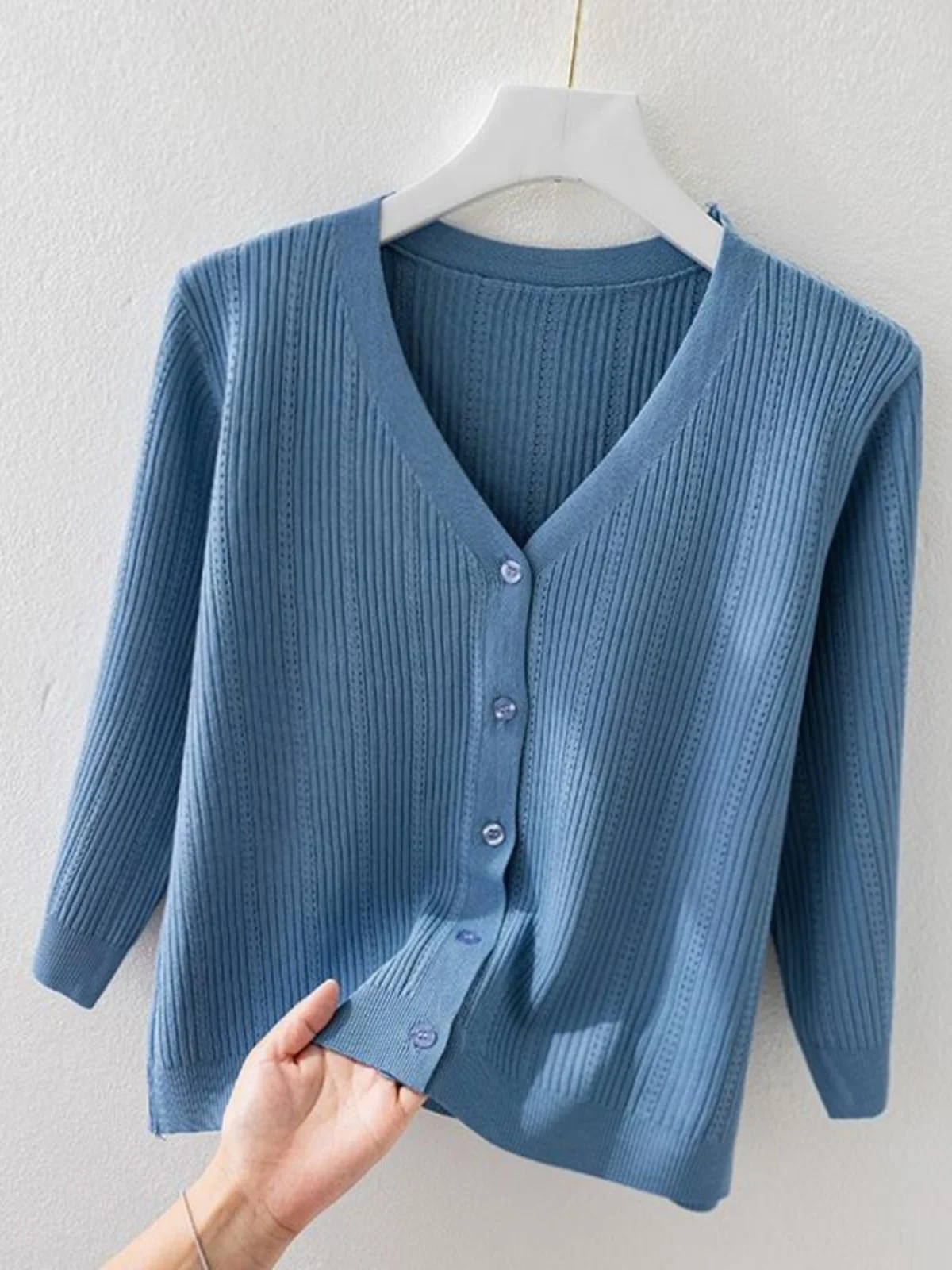 Or Sve – Cardigan ouvert tricoté en soie glacée pour femmes, haut d'été fin avec jupe à bretelles, couverture de protection solaire