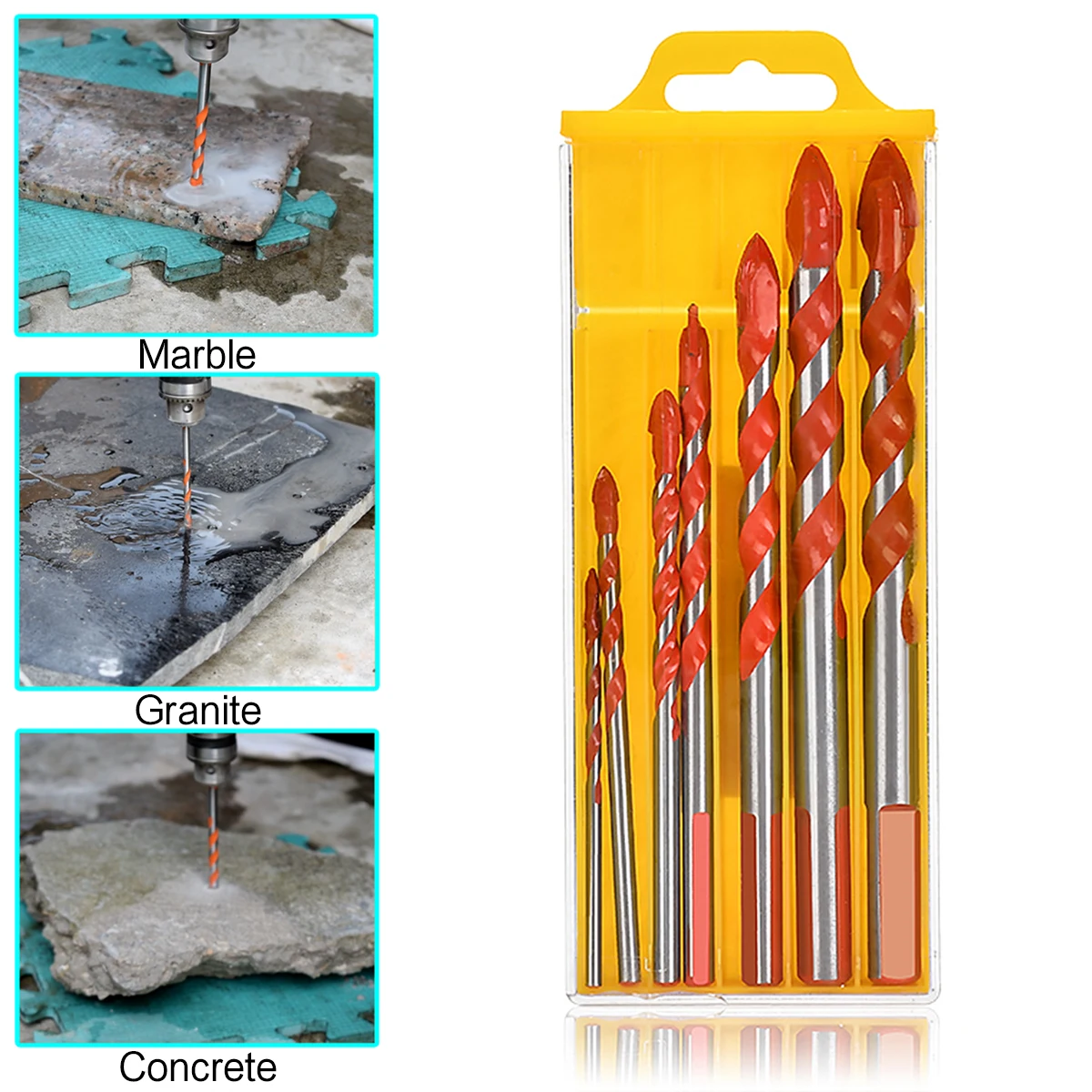 5pcs Multifunctional Ceramic Tile Drill Bit Glass Triangular Drill Bit Ceramic Glass Alloy Drill Bit Tool Set Garden Outdoor