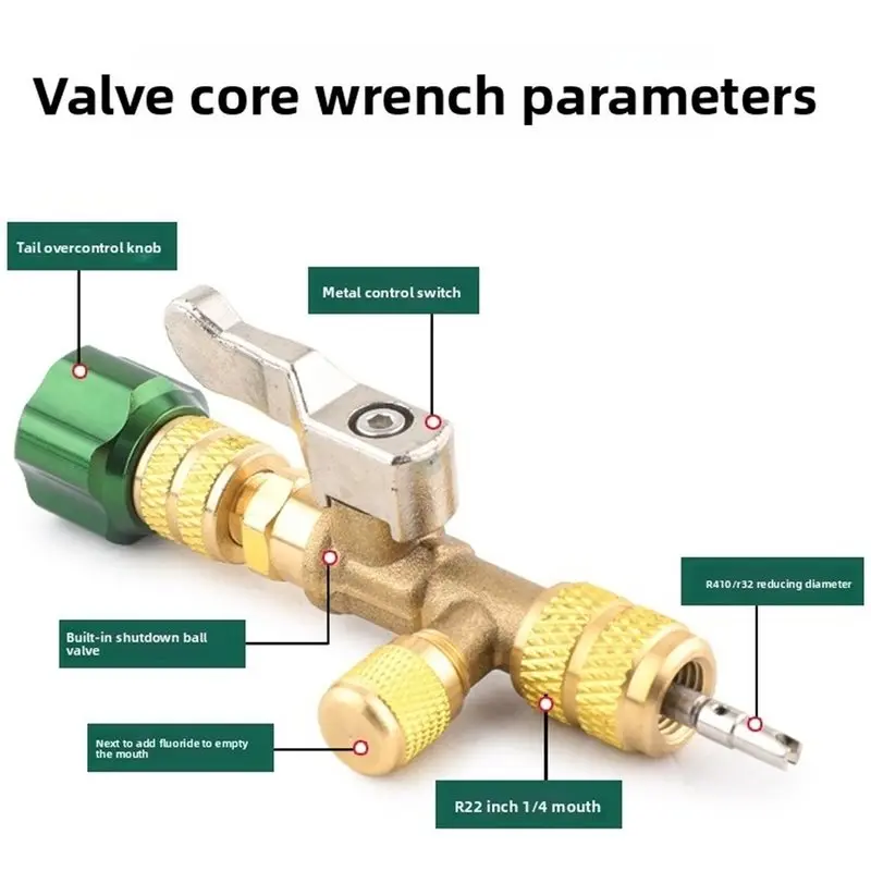 Air Conditioning Valve Core Removal Tool With Quick-Change Valve Core Wrench(10 Cores) For Refrigerant-Free Auto Repair Tools