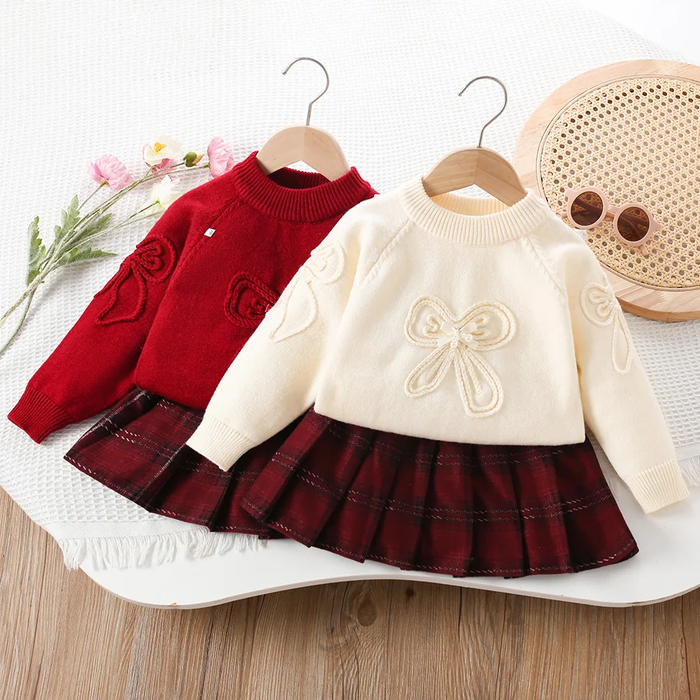 

Платье для девочек, комплекты одежды, весенне-осенние детские шерстяные трикотажные свитера, топы, юбки, детский костюм принцессы для ребенка, вязаная одежда 6