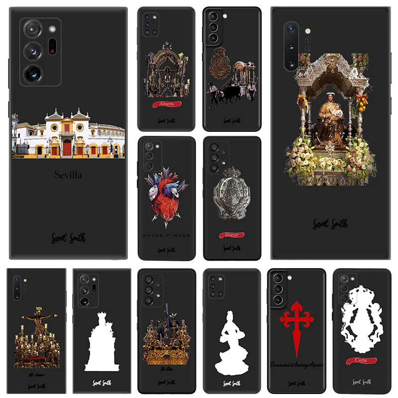 Phone Case for Samsung A35 5G A55 A02 A03 A04 A05 S8 S9 Note 10 Plus 9 8 a05s Virgin Mary Jesus Church Soft Black Silicone Cover