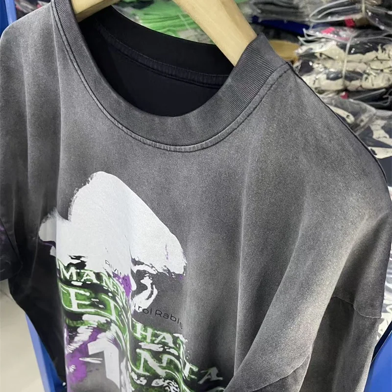 26SS Premium Quality Vintage Washed Black RRR12 T-Shirt Cotton Men's Women's Tops T Shirt