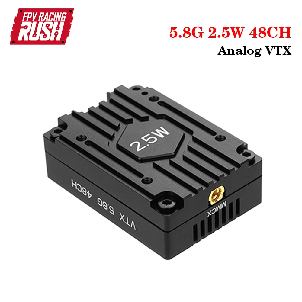 RUSHFPV 5.8G 2.5W 48CH Analog VTX CNC Enclosure 25mW/400mW/800mW/1600mW/2500mW/Pit Racing FPV Drone Video Transmitter MMCX IRC