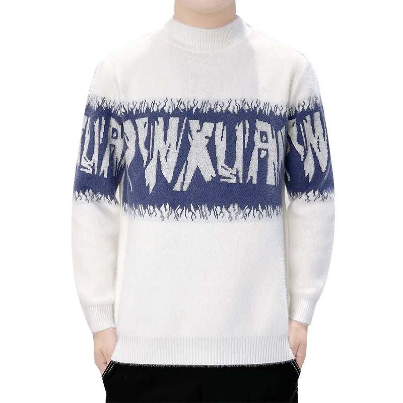 

Осень 2022, новый мужской свитер Thiened f с высоким воротником, круглый свитер Ne, теплый вязаный повседневный удобный дышащий свитер