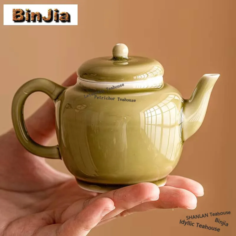 150ml Retro Yaozhou Kiln Celadon Teapot Zentea Dust Green  Pot Household Tea Maker Kettle Flower Tea Teaware Accessories Craft