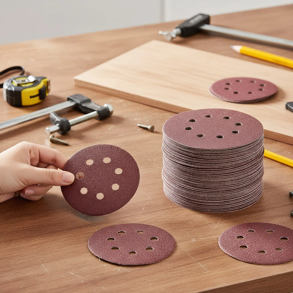 Disques abrasifs en oxyde d'aluminium 5 pouces - grain 80 avec support à crochet et boucle pour meuleuses à air