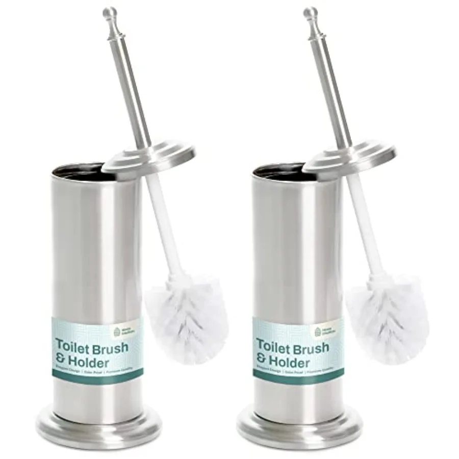 

2 Pack Stainless Steel Modern Toilet Brush and Holder Set Bathroom Bowl Cleaner Brush with Caddy
