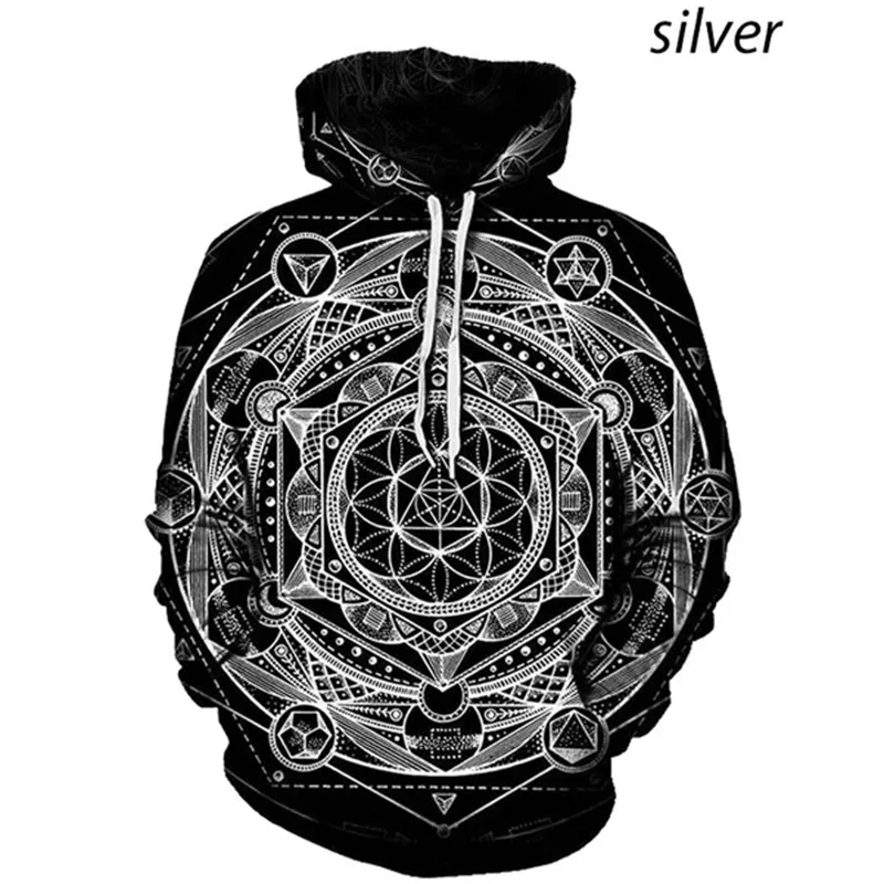 Sacred Exquisite Pattern Hoodie For Men Magic Circle 3D Print Sweatshirts Casual Hoodies Pullover Long Sleeves Loose Streetwear