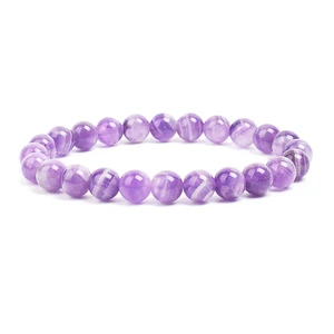 Beads de piedra natural brazalete para mujeres amatistas de amatista cuarzo de cristal aguamarines jades joyas ágatas elásticas pulseras de brazaletes 12 mejores ventas de amatista rosa - №7