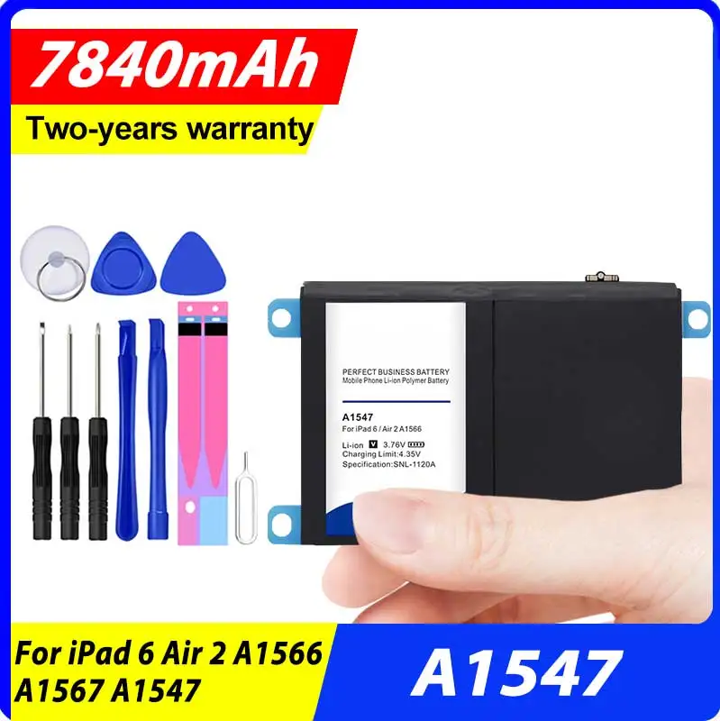 

100% New 7840mAh Bateria For iPad 6 Air 2 A1566 A1567 A1547 Battery in Stock