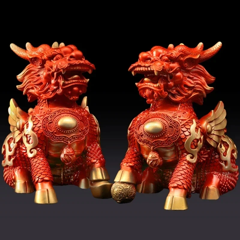 Lucky Fire Kirin Copper Unicorn Ornaments Company Office Home Living Room Decoration Crafts Statue Sculpture