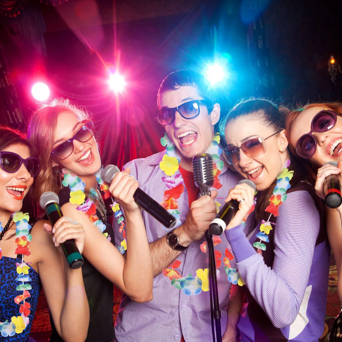 

36 pcs Colorful Wreath Beach Accessory Tropical Leis Necklace Hawaii Party Supplies Gathering Event Decor