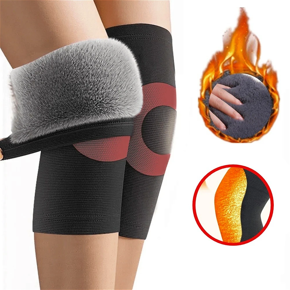 1 Pair Cozy Winter Thermal Knee Warmers, Thick Plush Lining and Soft, Windproof, Heat-Retaining for Superior Comfort, Ideal for