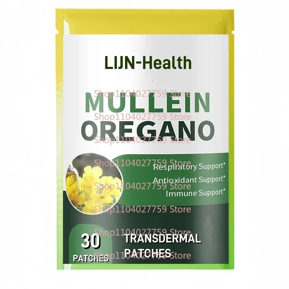 30 remendos transparentes de óleo de polia oregano com extrato de folha de polia para suporte respiratório e imunológico, limpeza pulmonar