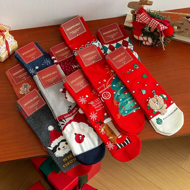 

Christmas Gift Cute Autumn Winter Cartoon Snowflake Santa Claus Christmas Tree Gingerbread Reindeer Warm Socks