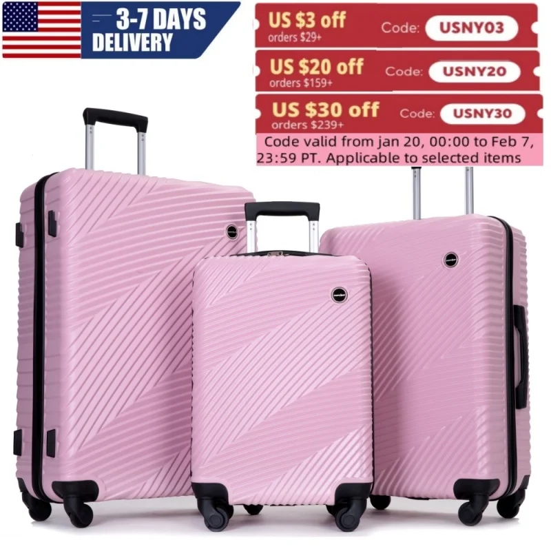 Hardshell Luggage Set,3 Piece Hardside Suitcases with Spinner Wheel,Lightweight Carry-on luggage 20" 24" 28"