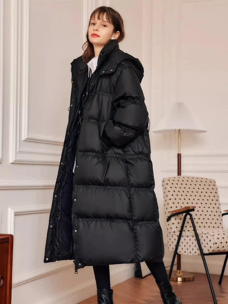 OLrain الشتاء ميدي مقنعين أسفل معاطف للمرأة الصلبة طويلة الأكمام أسفل السترات أنيقة تخفيف الملابس النسائية الدافئة O21DY59239