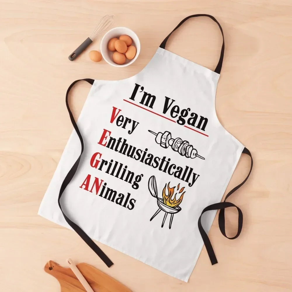 

I'm VEGAN Very Enthusiastically Grilling ANimals Apron Home and kitchen products Cute Kitchen Accessories For Hairdresser Apron