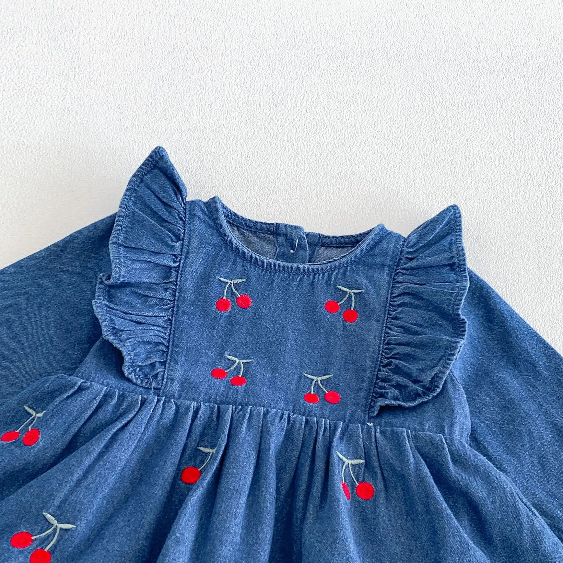 2026 New Autumn Baby Girls Denim Romper Dress | Long Sleeve Embroidery Jumpsuit | Korean 1st Birthday Outfit
