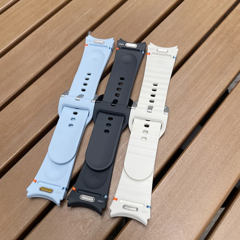 ボタンスタイルギャップなしストラップ Samsung Galaxy Watch 7/FE/6/5/4 44/40mm スポーツシリコンコレアブレスレット Galaxy Watch 6Classic バンド