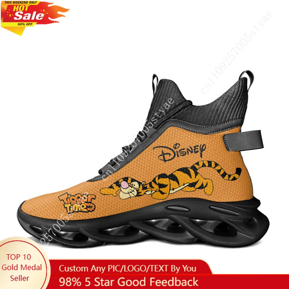 

Кроссовки Disney Tigger High Top Flats для мужчин и женщин, спортивная обувь на заказ, повседневные кроссовки для бега