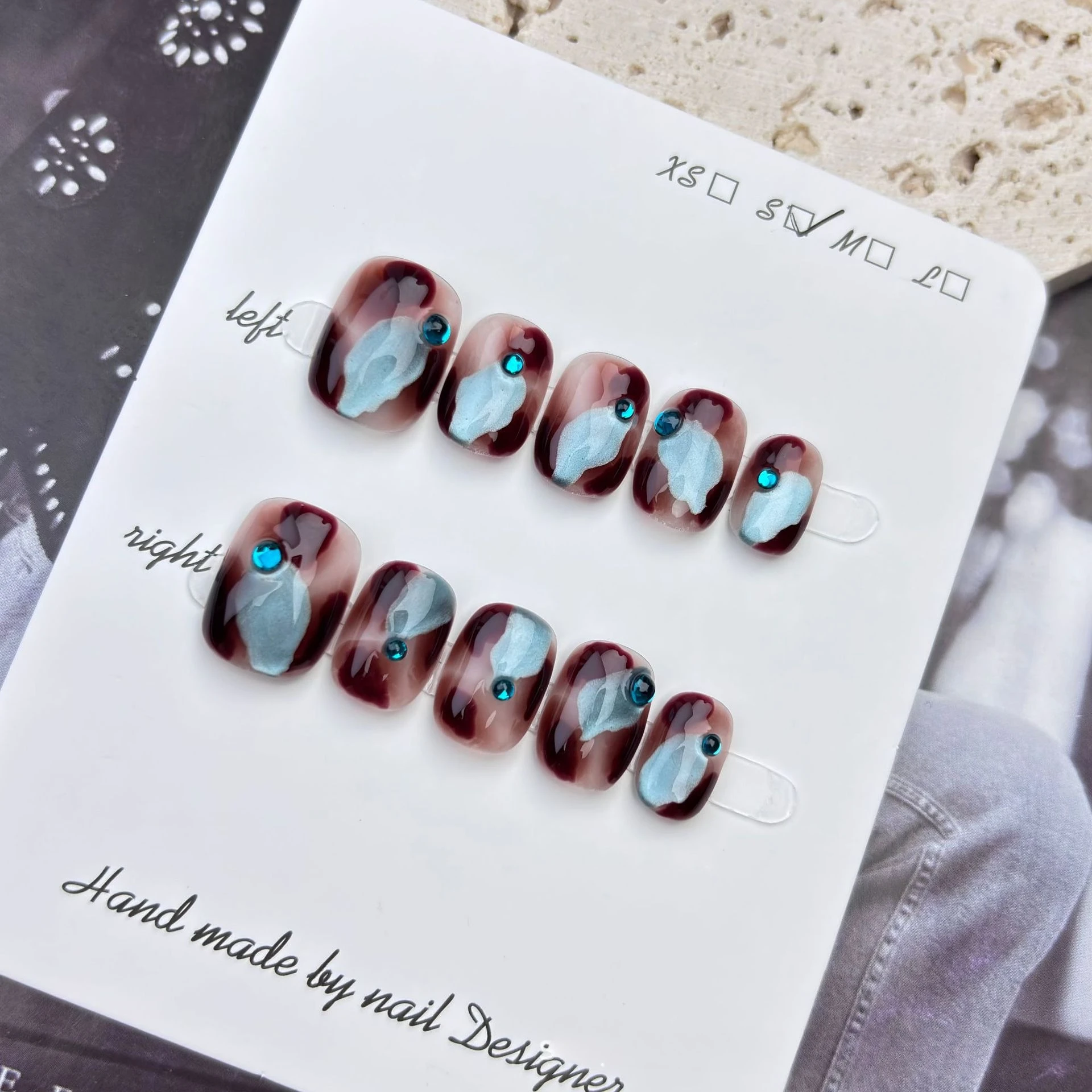 

High Quality Purely Handmade Press on Nails Spice Girl Cat Eye Contrast Color Nail Art Finished Nail Girl Gift