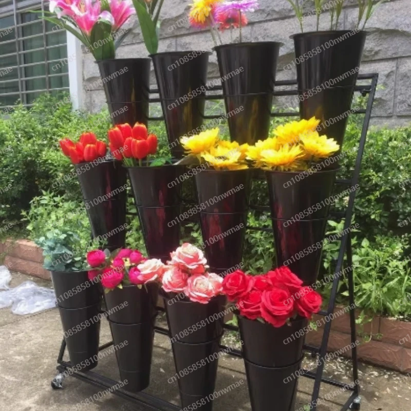 3 Tier Outdoor Indoor Flower Stand Modern Plant Shelf W/ 12* Flower Bucket New