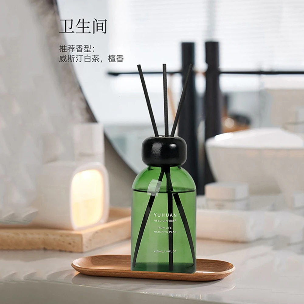 Hot Sale 200ml No Fire Aromatherapy Essential Oil Set Reed Diffuser Home Fragrance Indoor Decoration Perfume Gift