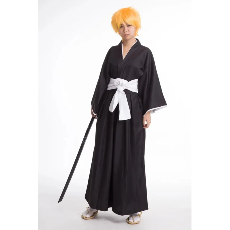 Bleach Cosplay 8th Division Captain Kyouraku Shunsui Shihouin Yoruichi Cape Shinigami Kimono Kurosaki Ichigo Black Top Pants AS3