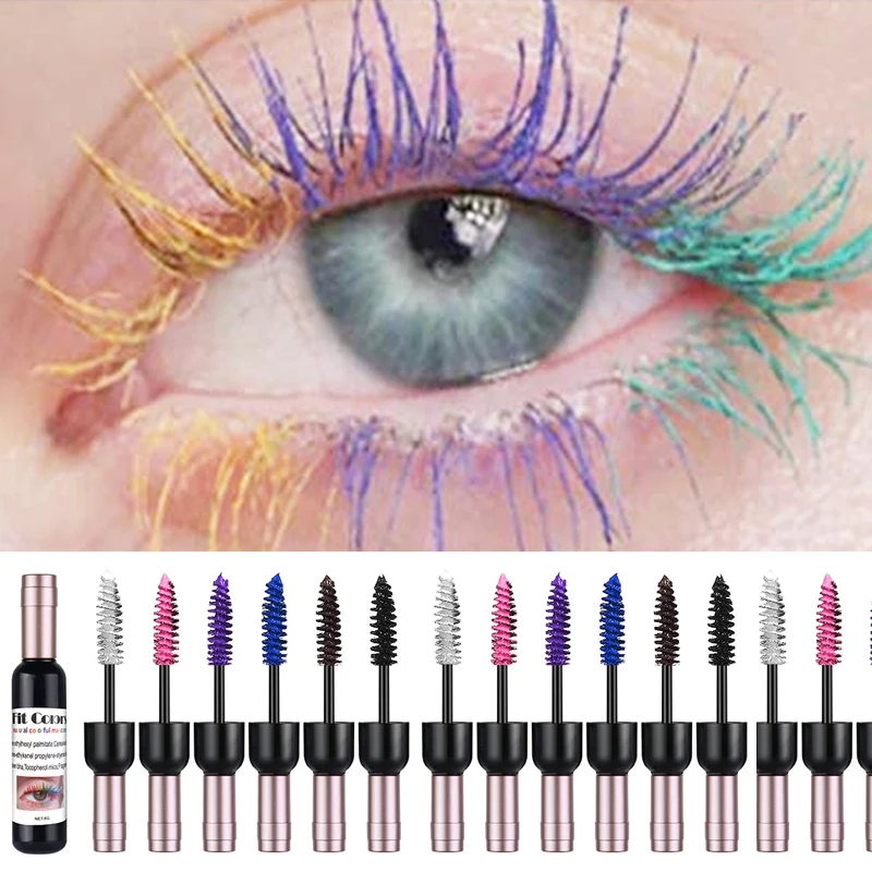 Colorful Lash Mascara Silk Fiber Long Lasting Smudge-Proof Mascara Builds Charming Lengthening and Thick Volume 4D Eye Makeup