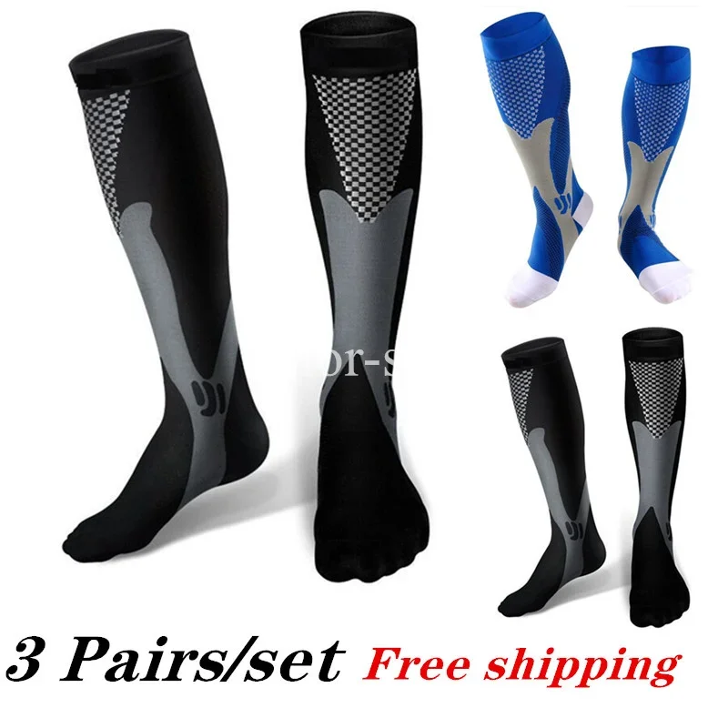

2/3/4 Pairs Compression Socks Knee High Sports Socks Medical Nursing Stockings Varicose Veins Socks Outdoor Cycling