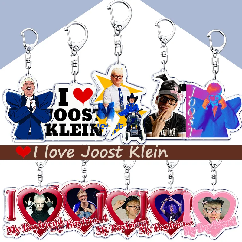 Singer I Love Joost Klein Keychains Ring for Accessories Eurovision 2024 Europapa Esc Bag Pendant Key Chains Jewelry Fans Gifts