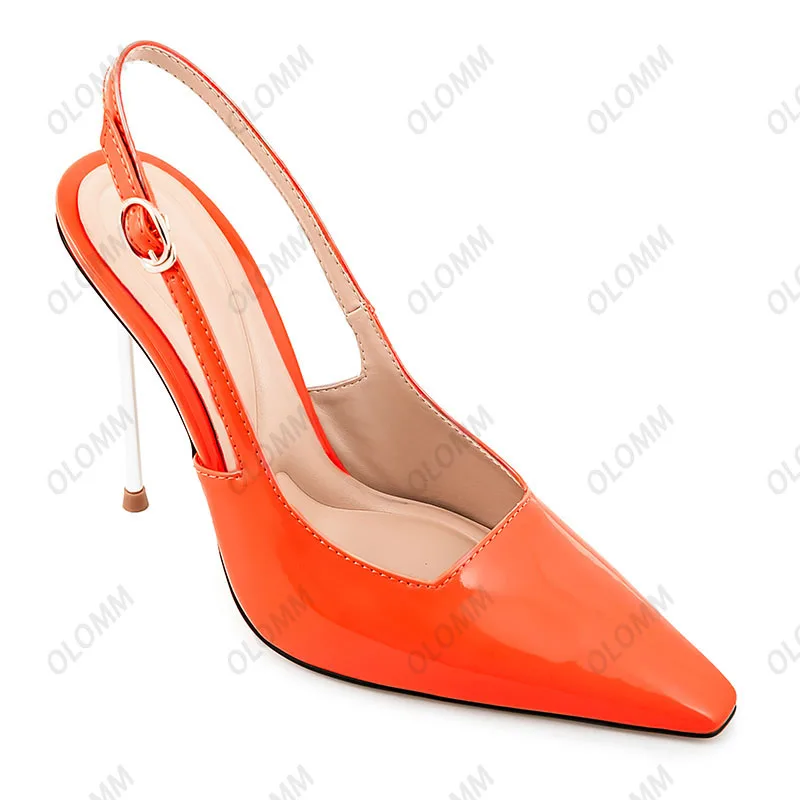 Olomm Neuankömmling Frauen Frühling Pumps Schnalle Riemen sexy Metall Heels Square Toe wunderschöne grüne Club Schuhe Damen uns plus Größe 5-13