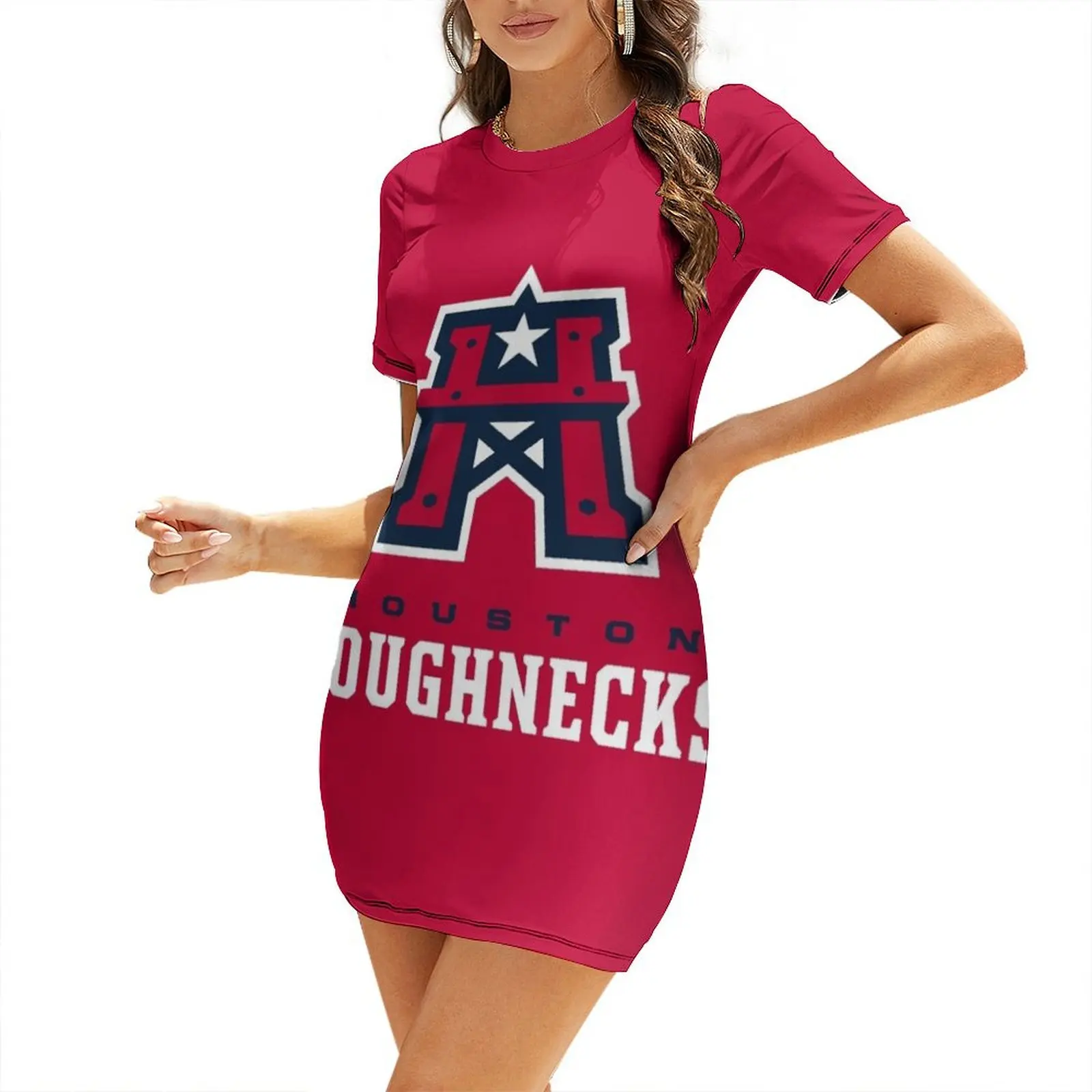 

TX Texas Houston Roughnecks Merch Short Sleeved Dress Clothing dresses for woman Women's summer long dress womens dress