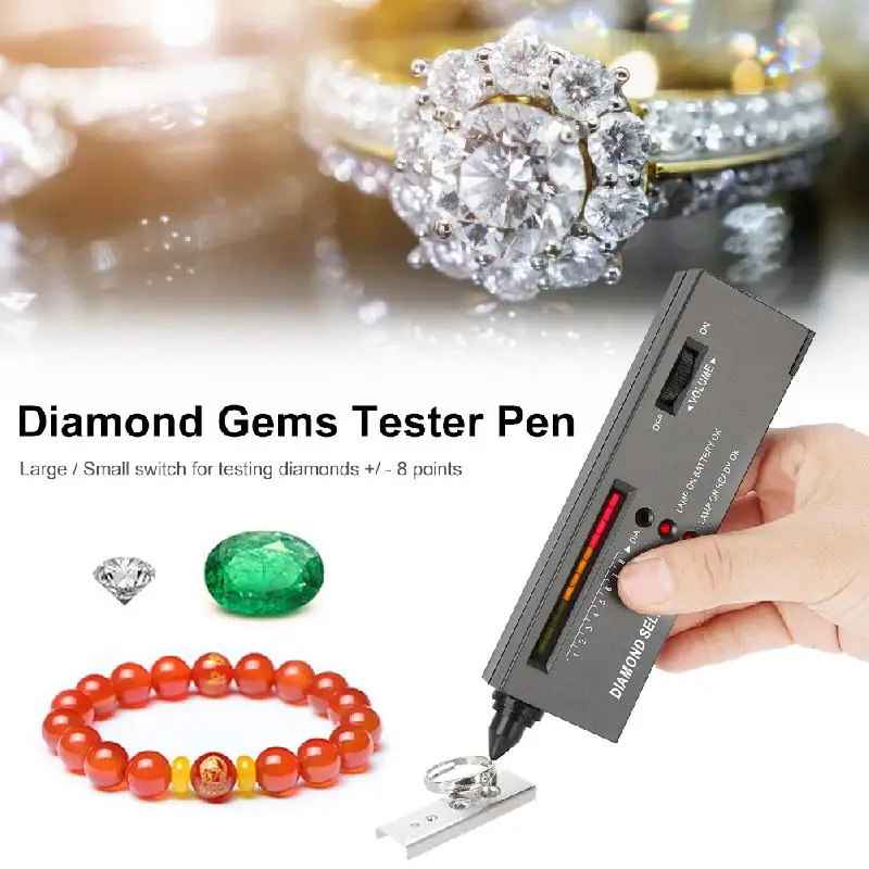 Diamond Tester Pen High Accuracy Jewelry Diamond Tester Portable Gemstone Selector Tool LED Indicator Jewelry Test Pen