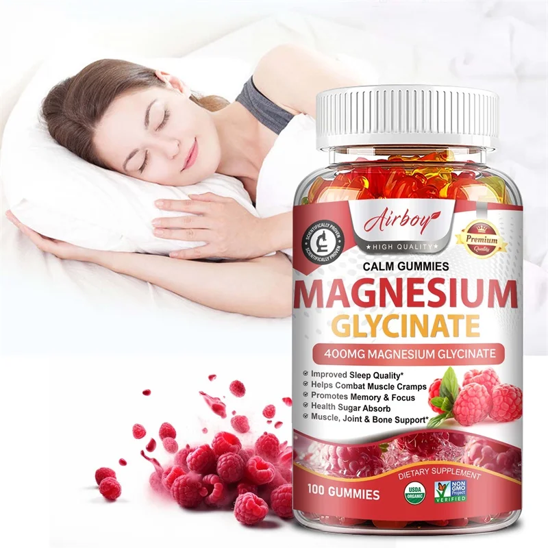 Magnesium Glycinate Gummies - Calm, Relieve Stress Support, Sleep Support, Memory Concentration, Muscle Spasms