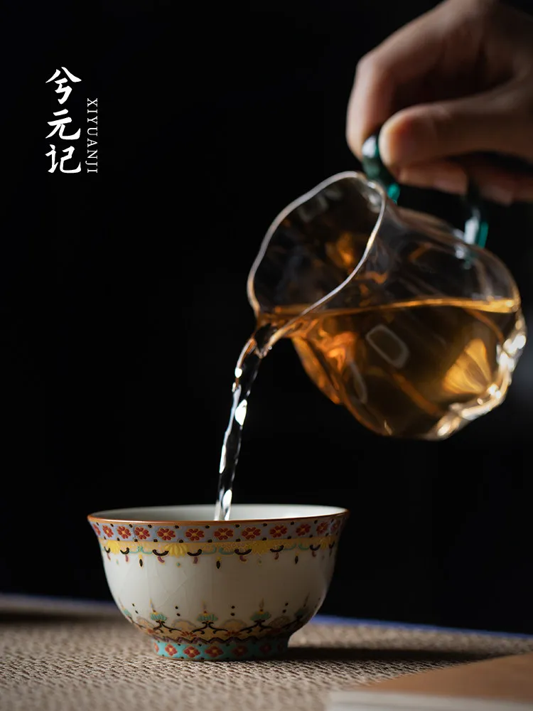 Dunhuang Cultural and Creative Beige Ru Ware Pressure Bottle Ceramic Cup Single Female Tea Personal Dedicated